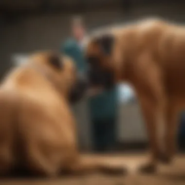 Veterinarian Care for Bull Mastiff Veterinarian examining a Bull Mastiff