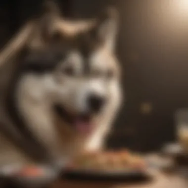 Alaskan Malamute enjoying a nutritious meal