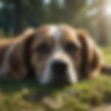 Dog resting after vomiting