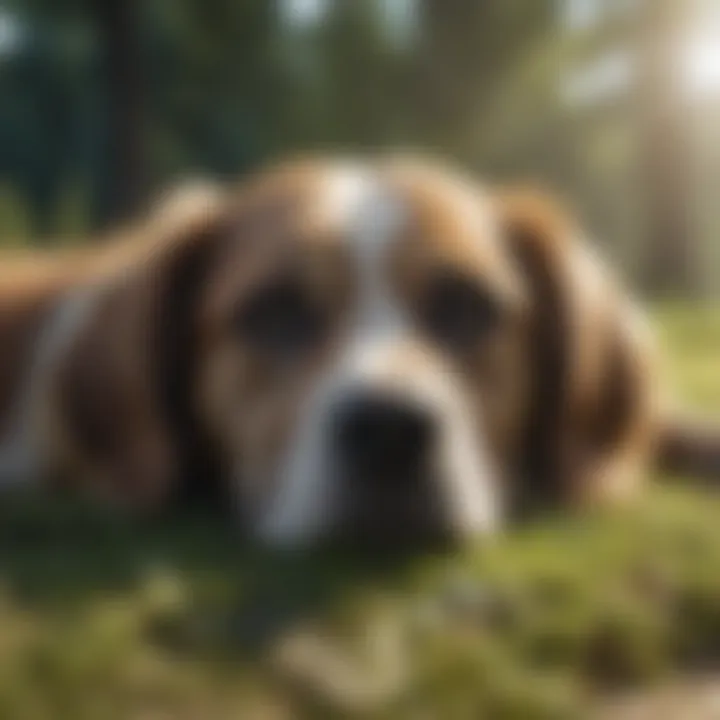 Dog resting after vomiting