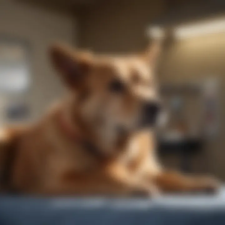 Dog receiving treatment for skin cancer at a veterinary clinic