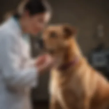 Veterinarian examining a dog for skin cancer symptoms