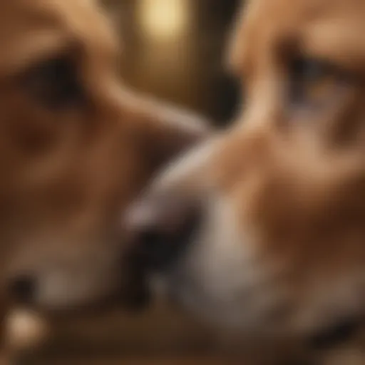 A close-up of a dog curiously sniffing a person's breath