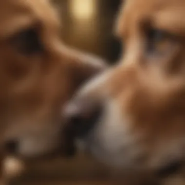 Curiosity in Canine Olfaction A close-up of a dog curiously sniffing a person's breath