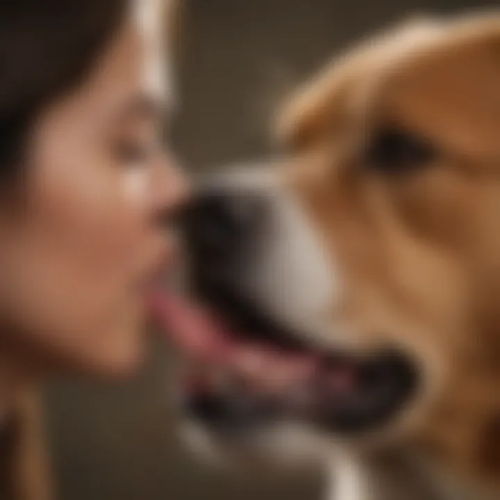 A veterinarian examining a dog's dental health