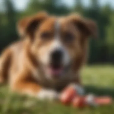 Promoting Healthy Chewing Habits A relaxed dog engaging in healthy chewing behavior