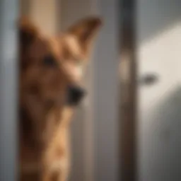 Dog attentively listening to a doorbell sound
