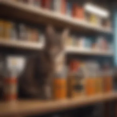 Various commercial cat repellent products displayed on a shelf