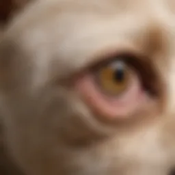 Close-up of a dog's ear revealing signs of ear mites