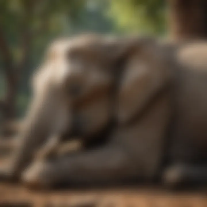 An elephant lying in a natural habitat, illustrating its unique sleeping posture