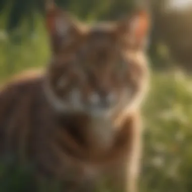 Wild Cat and Grass Relationship A wild cat in its natural habitat surrounded by grass