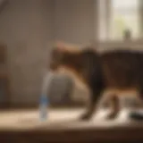 A cat spraying in a home environment