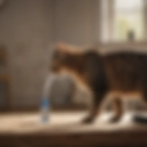 A cat spraying in a home environment