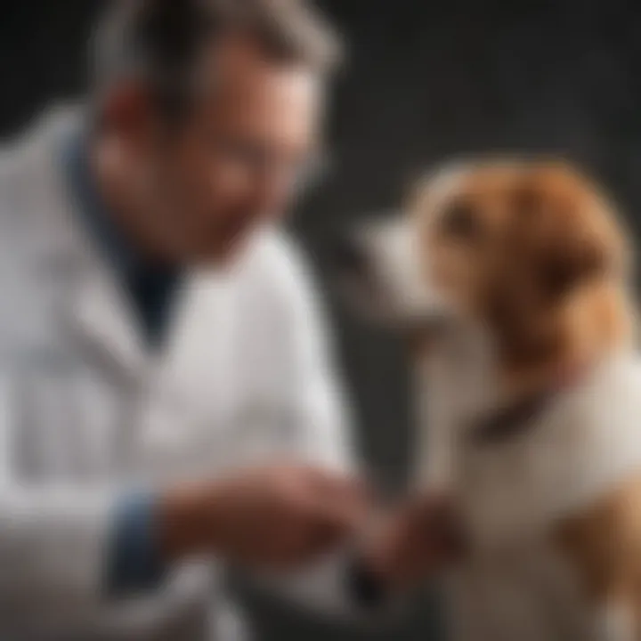 A veterinarian examining a dog's health for flatulence issues