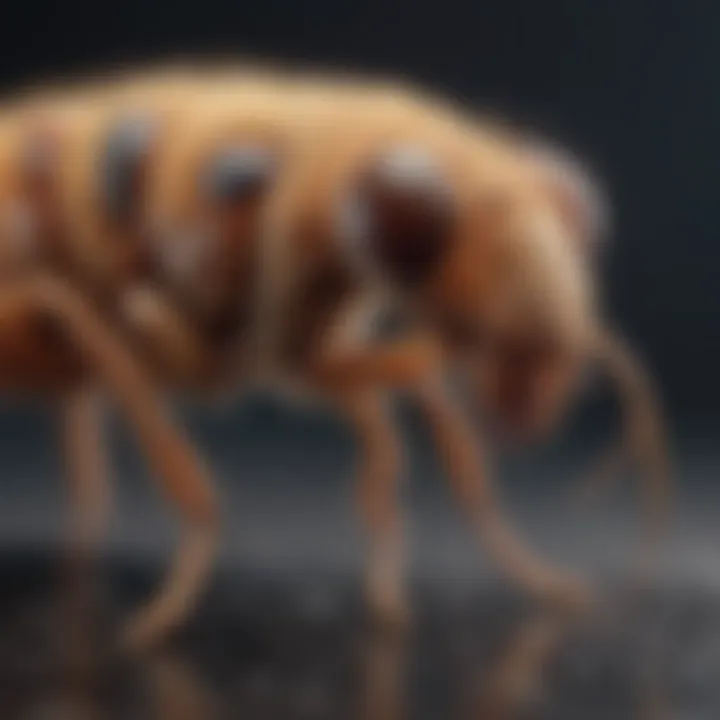 A close-up view of a flea on a pet's fur.