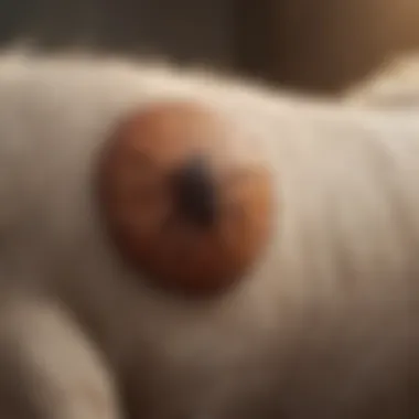 A tick embedded in a dog's skin.