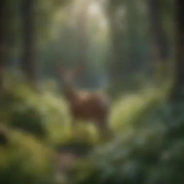 A lush landscape with strategically placed deer-resistant plants.