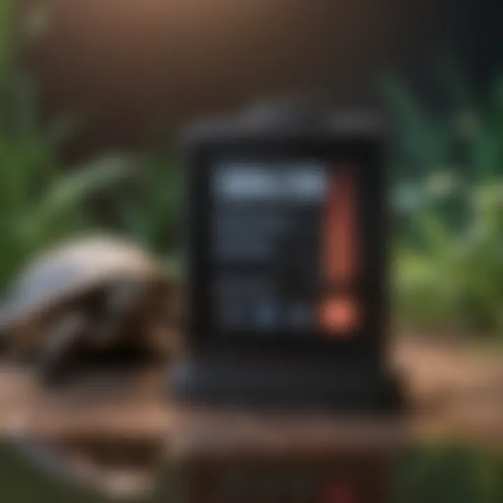 Thermometer showing temperature gradient in a turtle habitat