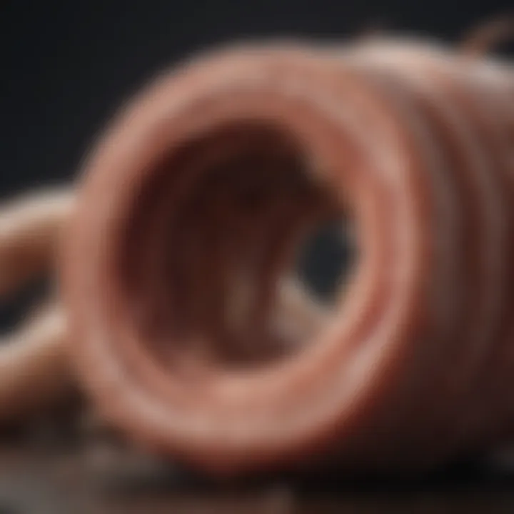 Illustration of dog's digestive system showing hookworm infection