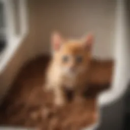 Close-up of healthy kitten feces in a litter box