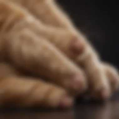 Close-up of a cat's paws kneading, highlighting the anatomy involved.