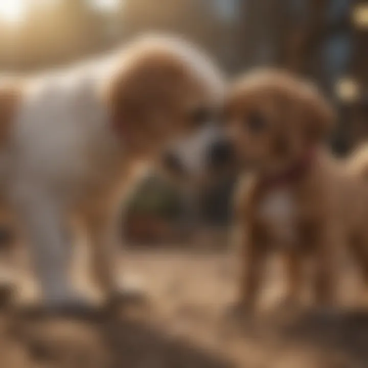 Lasa Opsi puppy interacting with a child