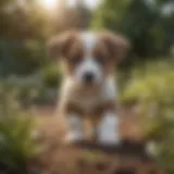 Lasa Opsi puppy playing in a garden