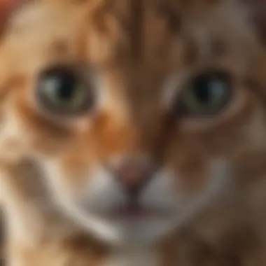 Feline Affection in Action Close-up of a cat's face displaying affection