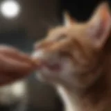 A cat gently nipping at a person's hand