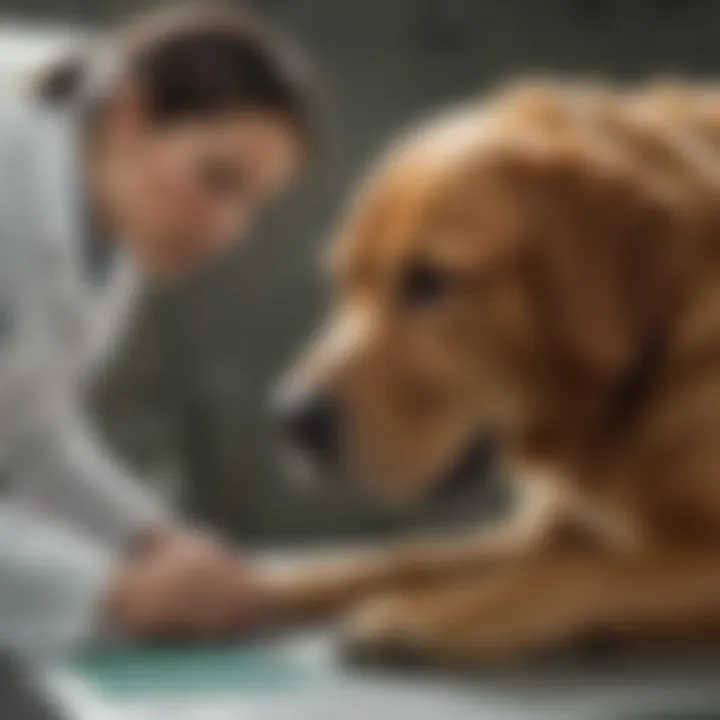 A veterinarian examining a dog suspected of having mange, emphasizing the importance of professional diagnosis.