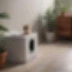 A sleek motion sensor litter box in a modern home setting