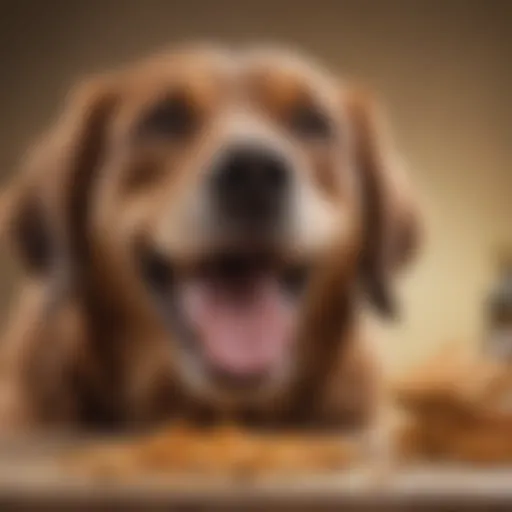 A dog happily enjoying a spoonful of peanut butter