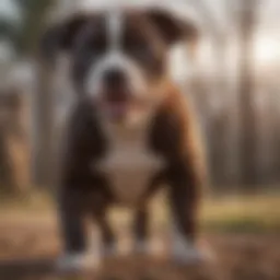 Playful pitbull puppy displaying energetic behavior