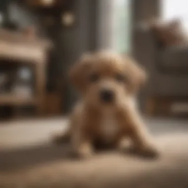 Comfortable Puppy Home Environment A cozy home environment for a puppy, emphasizing comfort and security.