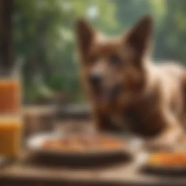 Dog Enjoying Healthy High Protein Meal Happy dog enjoying a nutritious meal