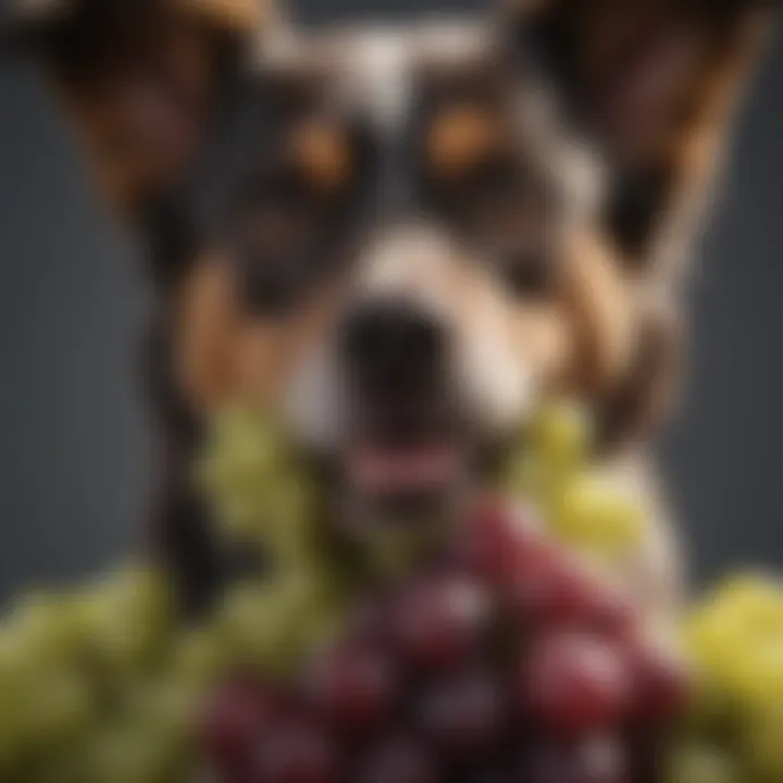 Infographic depicting the effects of grapes on dogs' health.