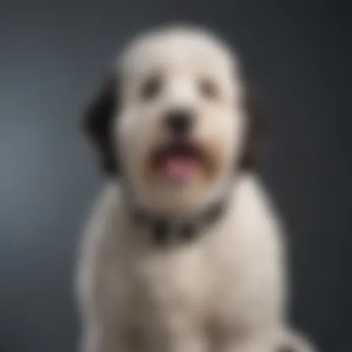 A Sheepadoodle showcasing its distinctive curly coat and friendly demeanor