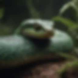 A close-up view of a pit viper in natural habitat