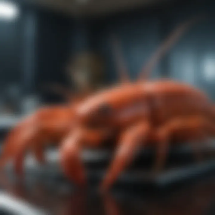 A close-up shot of advanced technology used to maintain the freshness of seafood during delivery.