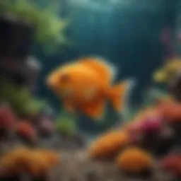 A vibrant tang fish swimming gracefully in a coral reef.