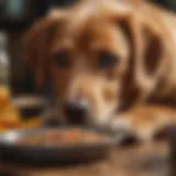 A dog looking healthy while enjoying a meal