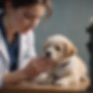 Veterinary Consultation Veterinarian examining a puppy with symptoms
