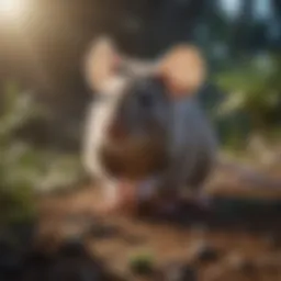 Close-up of a mouse in a natural habitat observing its surroundings