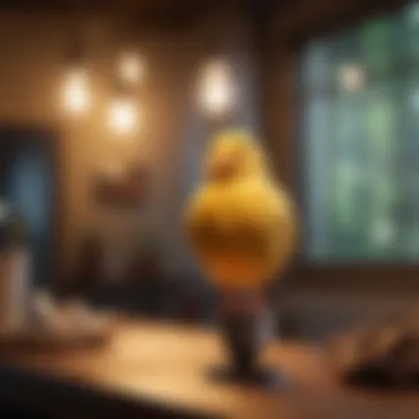 Chick light bulb illuminating a cozy domestic setting