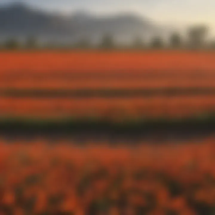 A picturesque saffron field during blooming season, illustrating the labor-intensive cultivation process.