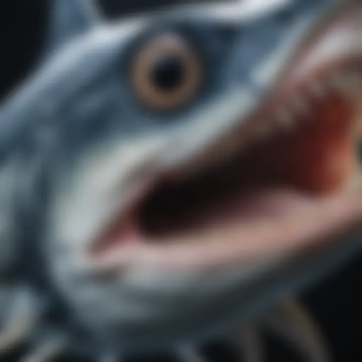 A close-up of a swordfish's teeth, illustrating its hunting adaptations