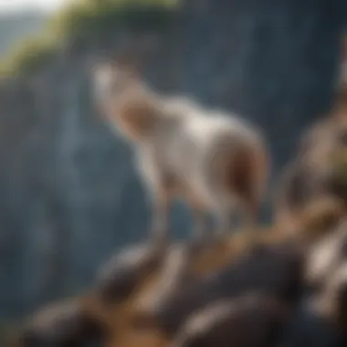 A goat standing on a rocky hillside showcasing its agility and climbing ability.