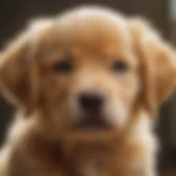 A playful male golden retriever puppy showcasing its vibrant fur and expressive eyes.