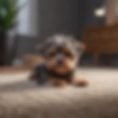 Bonding Time with Yorkie Poo Yorkie Poo relaxing with its owner