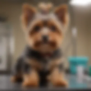 Veterinary Care for Yorkie Poos Yorkie Poo with a vet during a check-up